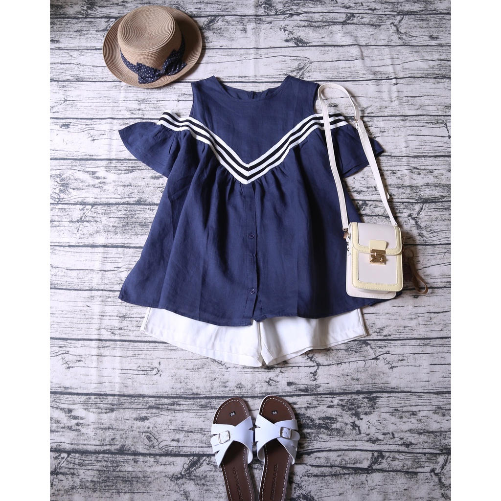 ÁO BABYDOLL HỞ VAI TAY CÁNH TIÊN DÁNG XÒE