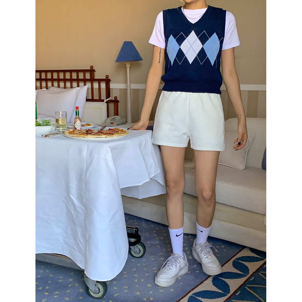 Áo Dệt Kim Cho Nữ Không Tay Cổ Chữ V Phong Cách Retro