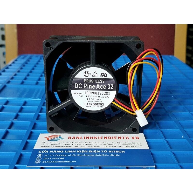 Quạt Santo Denki 109P0812S201 12V 0,29A kích thước 80x80x32mm