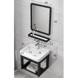 Tủ lavabo nhôm màu đen gương tròn hoặc chữ nhật