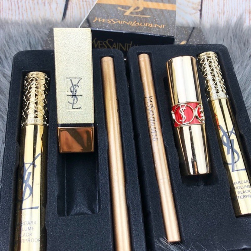 [Mã SFP62769661 giảm 5% đơn 250K] Bộ mỹ phẩm 3 in 1 YSL gồm 1son môi + 1mascara + chì kẻ mắt nước