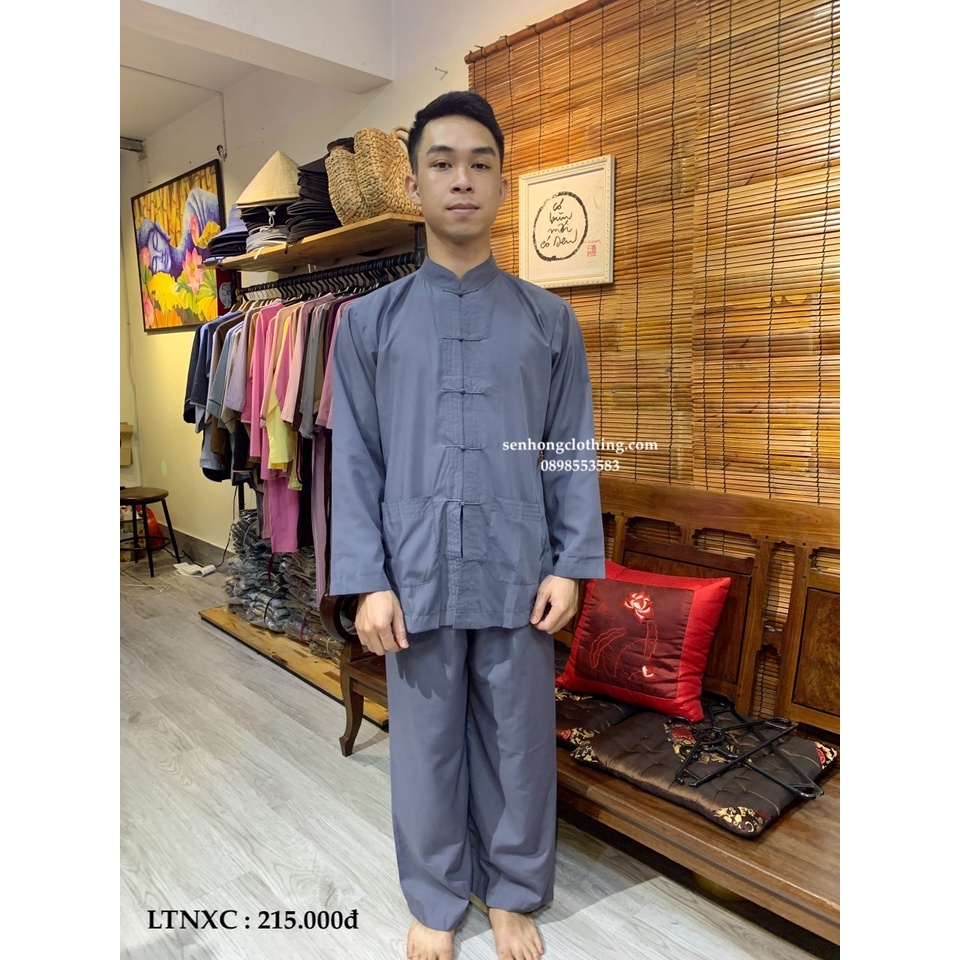 Quần áo đi chùa nam - bộ đồ Phật tử mặc nhà đi lễ #pháp phục lãnh tụ nam