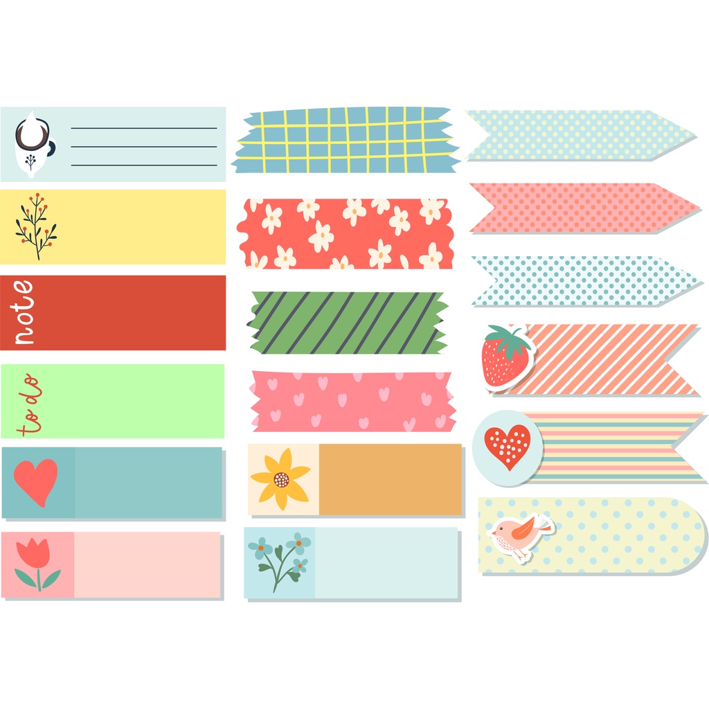 Hình dán sticker label các tháng trong năm trang trí sổ tay phong cách dễ thương