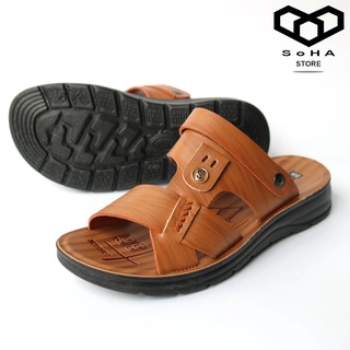 Dép da nam đế cao su đúc nguyên khối cao cấp soha store sh01