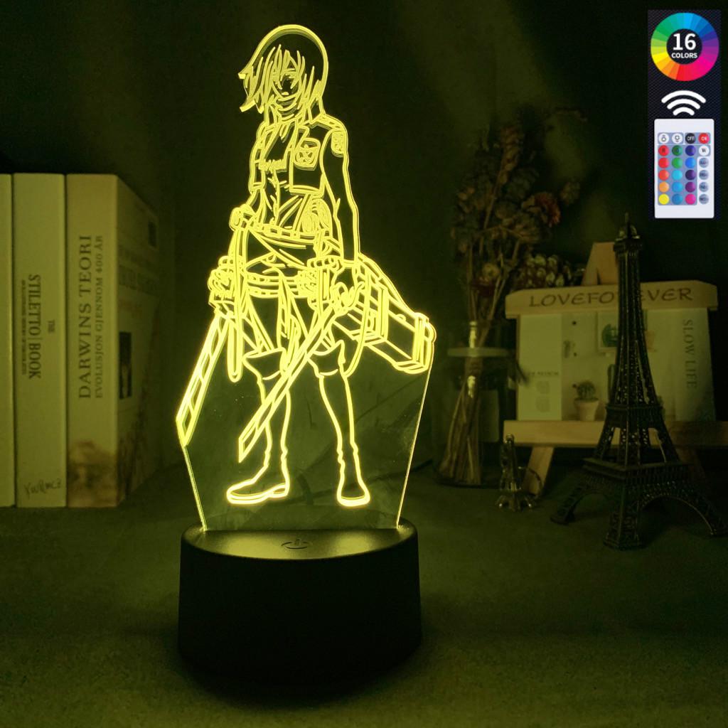 3d Night Light Attack on Titan Mikasa Ackerman Figure Kid Nightlight for Room Decor Light Led Usb Battery Lamp Birthday Gift