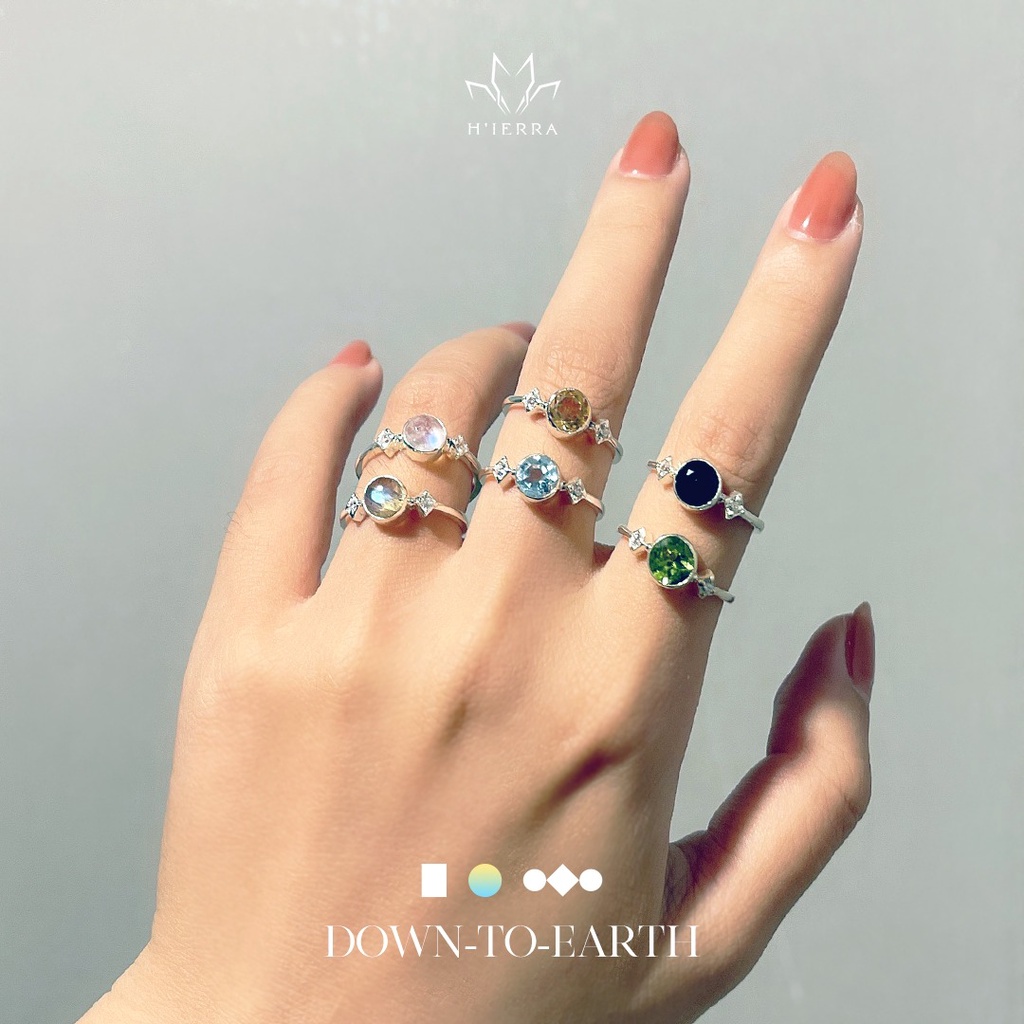 Nhẫn bạc nữ H'ierra Water Ring Ver2 đính đá Tectic / Peridot / Citrine / Topaz | BST Down-To-Earth