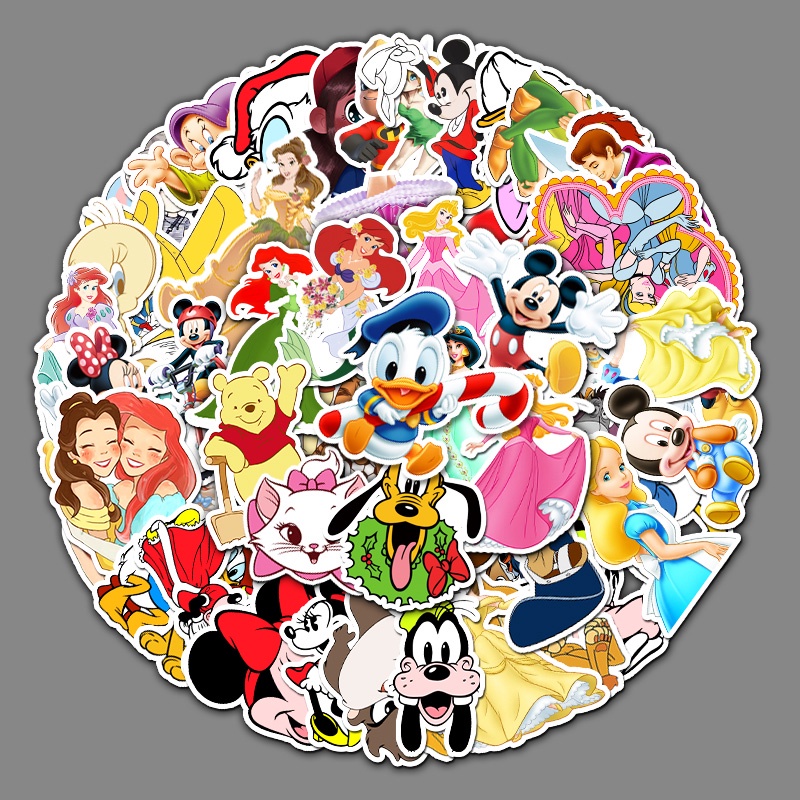 Set 56 Miếng Dán Nhân Vật Hoạt Hình Disney Mickey Bạch Tuyết Trang Trí Laptop Hành Lý Ván Trượt Vui Nhộn Cho Trẻ Em DIY