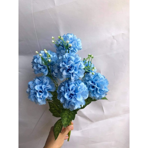 Cụm Hoa Tú Cầu 9 bông to size 8cm_ hoa lụa trang trí