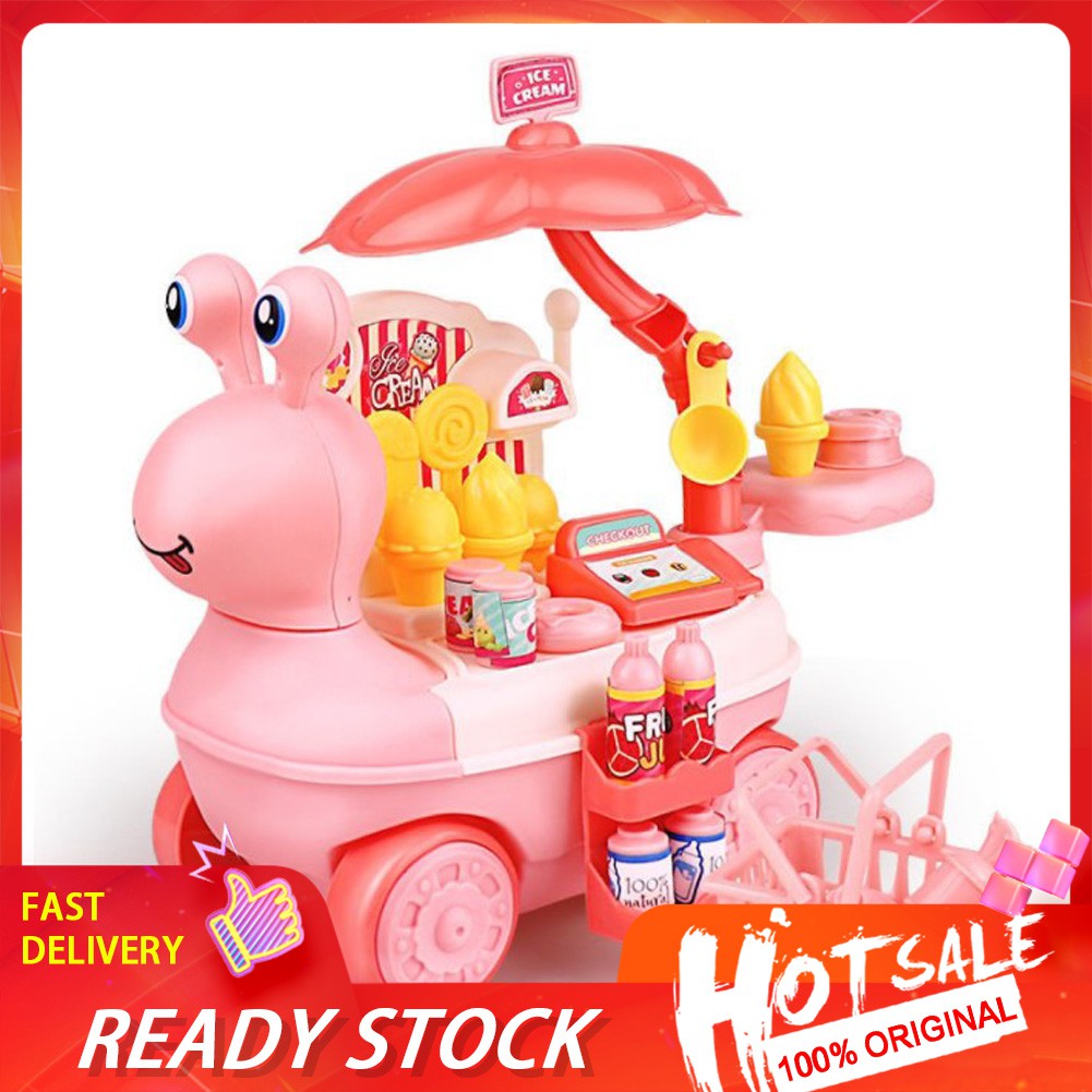 【ready stock】 Chơi với bộ đồ chơi trẻ em kem siêu thị xe đẩy hàng nam nữ mô phỏng xe đẩy bán đồ chơi ô tô