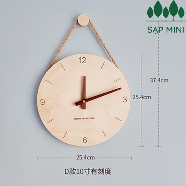 Đồng hồ gỗ treo tường Vintage Decor có dây, tặng kèm pin