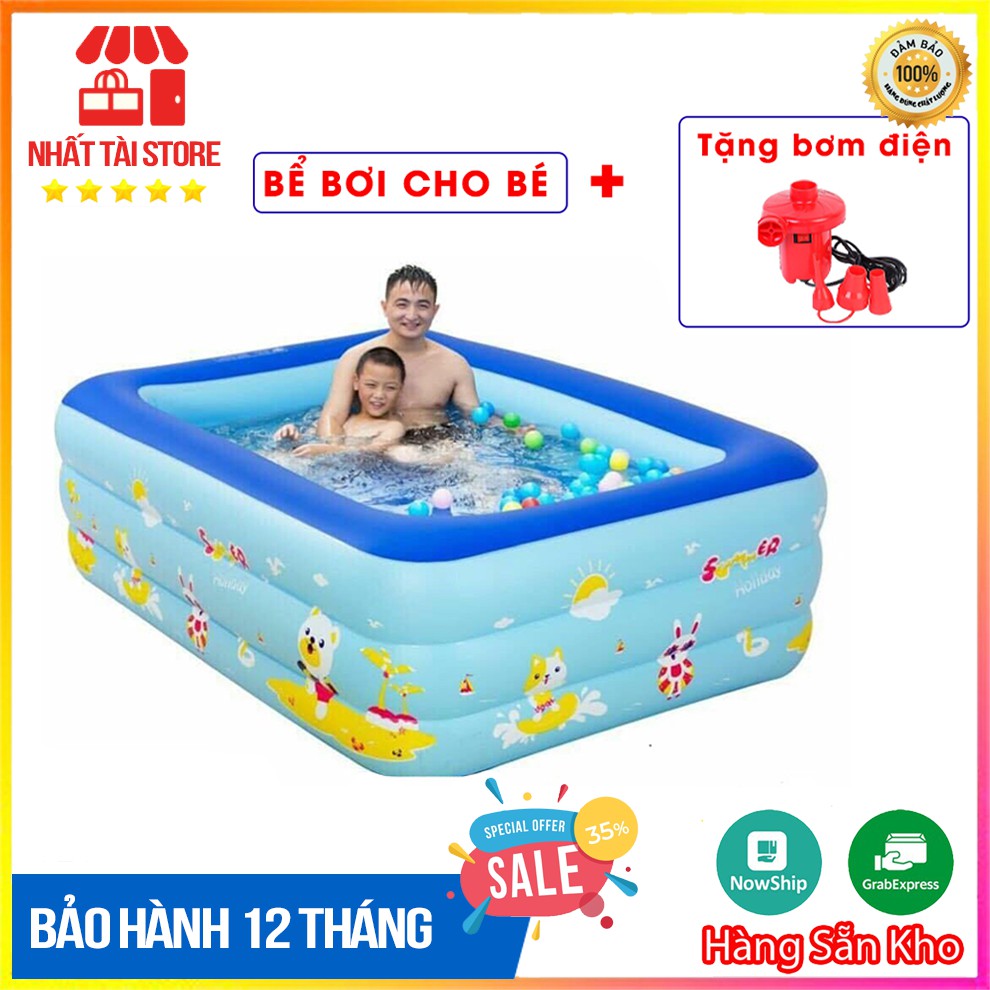 Bể Bơi Phao 3 Tầng Cho Bé đủ kích cỡ Đáy Chống Trượt, An Toàn Khi Sử Dụng+Tặng kèm phụ kiện tùy chọn