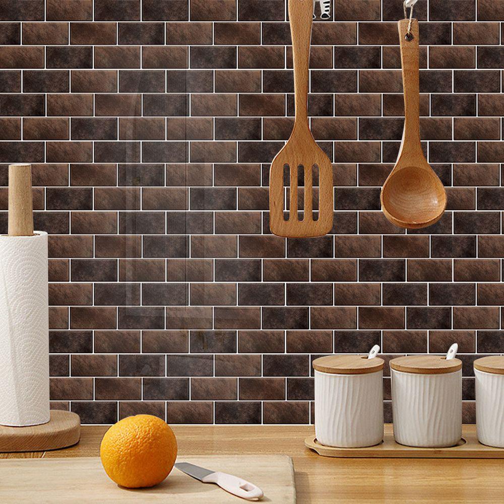Bộ 6 Giấy Dán Tường Giả Gạch Chống Thấm Nước / Dầu Trang Trí Nhà Tắm