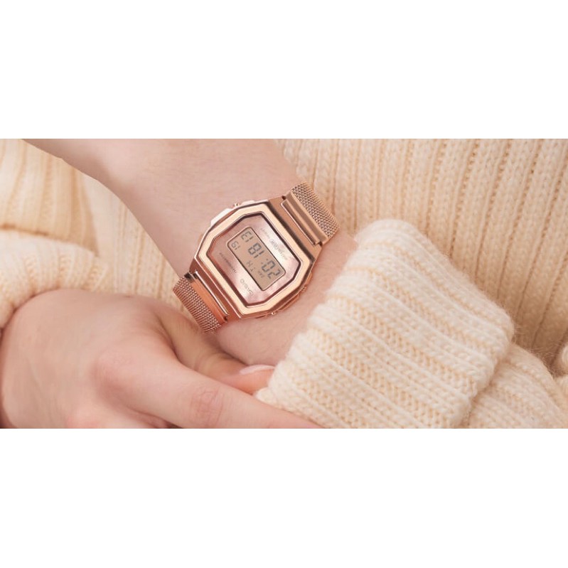 Đồng hồ nam/nữ Casio A1000MPG-9 / A1000MPG-9EF dây thép, size 38mm, hàng chính hãng