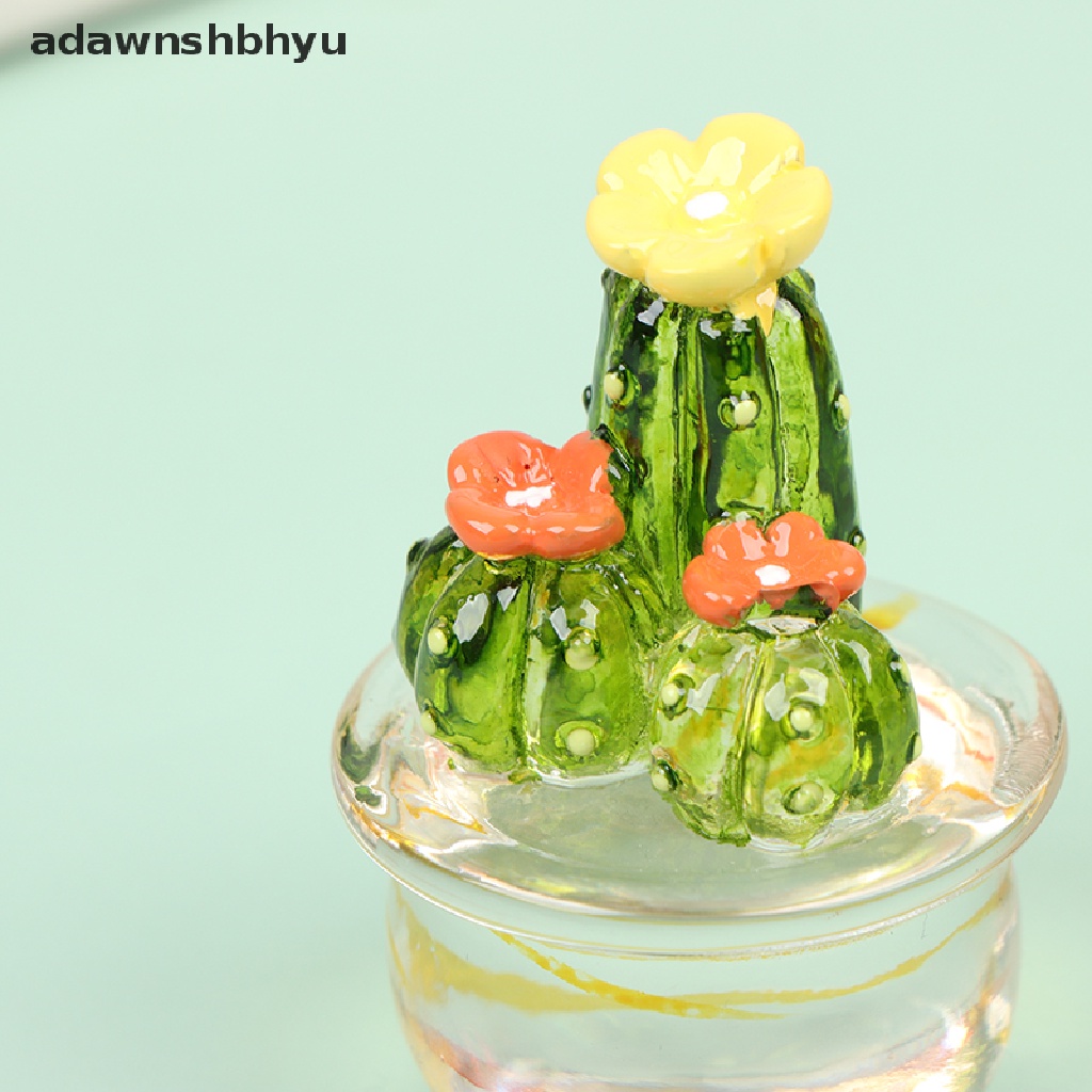 adawnshbhyu Glass Cactus Figurines Ornaments Mini Bonsai Decor Cute Miniature Desktop Craft VN