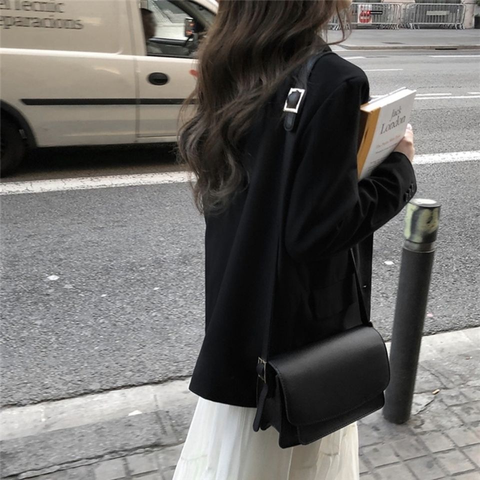 [M &amp; E] Áo Khoác Vest Ngắn Dáng Rộng Màu Đen Phong Cách Retro Đường Phố Anh Quốc Mùa Xuân Dành Cho Bạn Nữ