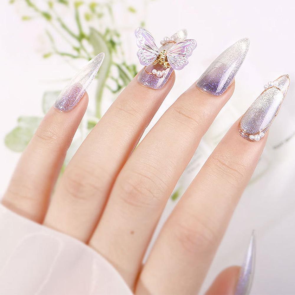 Hộp Phụ Kiện Trang Trí Móng Tay Hình Bướm 3D Lấp Lánh