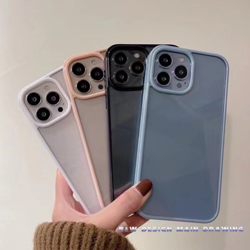 Ốp Điện Thoại Mềm Trong Suốt Viền Màu Trơn Đơn Giản Sang Trọng Cho iPhone 13 12 11 Pro MAX IX XS MAX XR 7 8 Plus