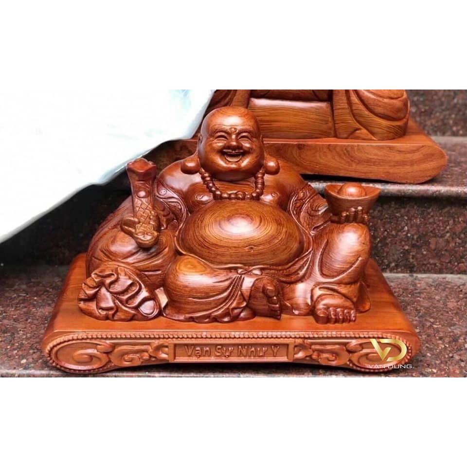 Tượng gỗ Phật Di Lặc bằng gỗ hương đế cong ngang 40cm và 50cm