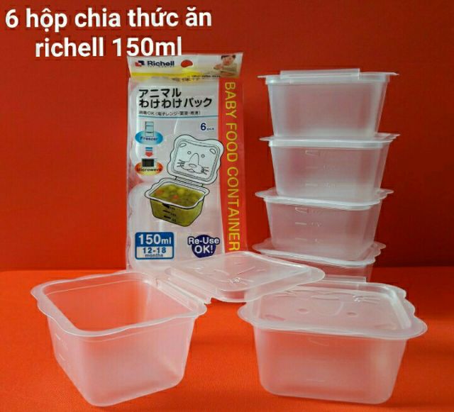 Hộp chia trữ thức ăn dặm nắp bật hình thú cho bé Richell 50ml / 100ml / 150ml