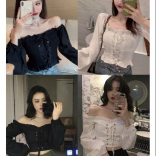 Áo trễ vai đan dây ulzzang kèm video thật