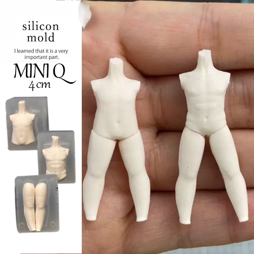 Khuôn silicone trong dẻo nặn đất sét thân tượng chibi figure nam 4cm