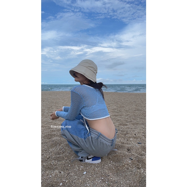 Cocory vn Áo Len Croptop Tay Dài Thiết Kế Quyến Rũ Thời Trang Mùa Hè Mới