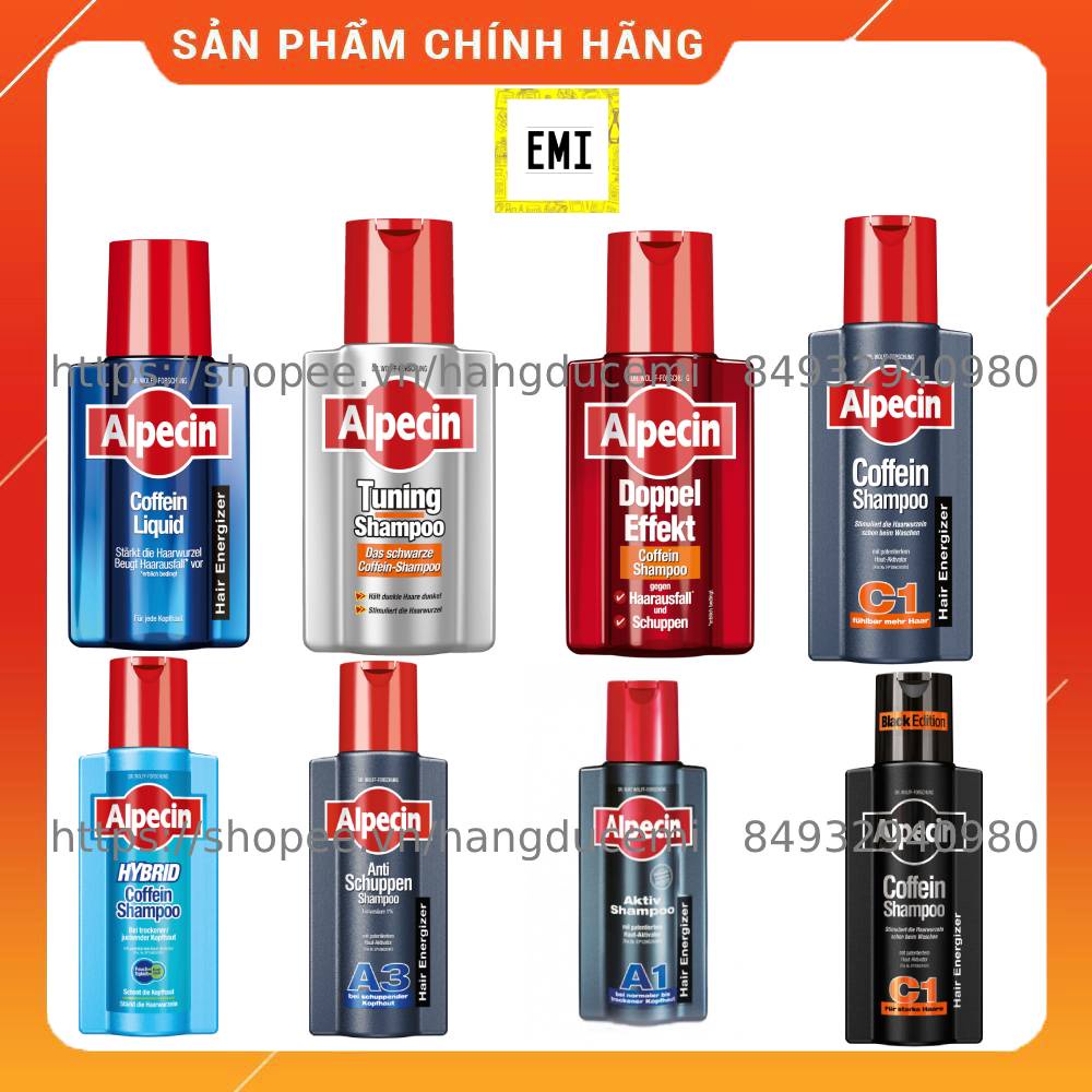 Dầu gội ngăn gàu và chống rụng tóc Alpecin Double Effect Caffeine, C1 Đức 200ml  - Hàng nôii địa Đức