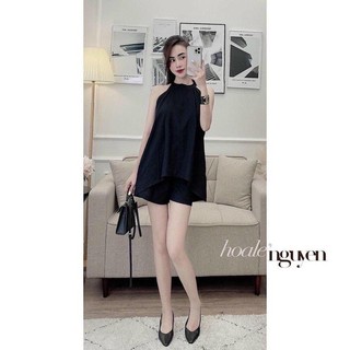 Set đồ nữ chất đũi mùa hè áo yếm quần đùi mặc thoáng mát