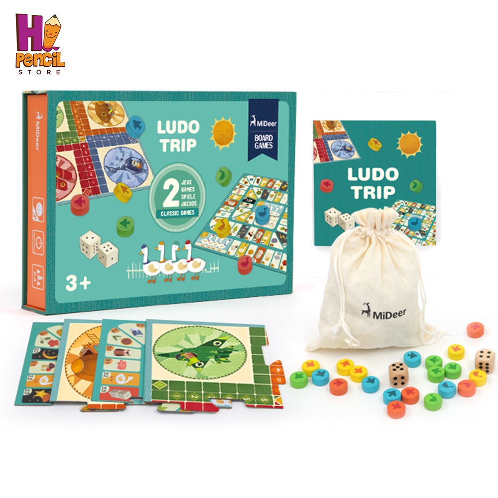 [Mã BMLTA50 giảm 10% đơn 99K] Bộ Cờ Ludo Trip Mideer 2 Trò Chơi Trí Tuệ Cho Bé