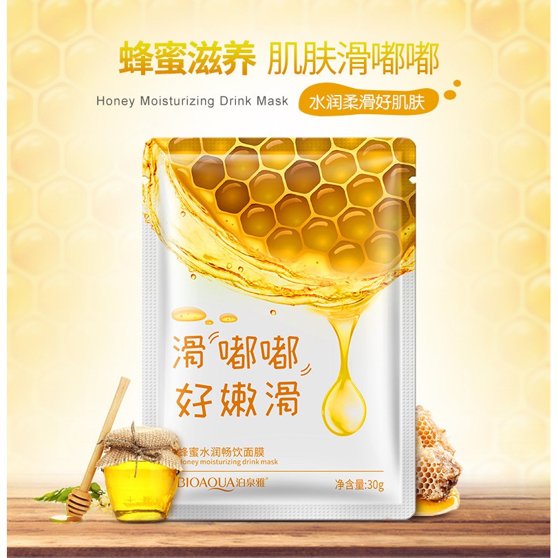 <Hàng mới>Mặt nạ giấy dưỡng da cấp ẩm trắng da BIOAQUA tái tạo da với tinh chất từ mật ong,lựu đỏ và nha đam chuẩn và rẻ