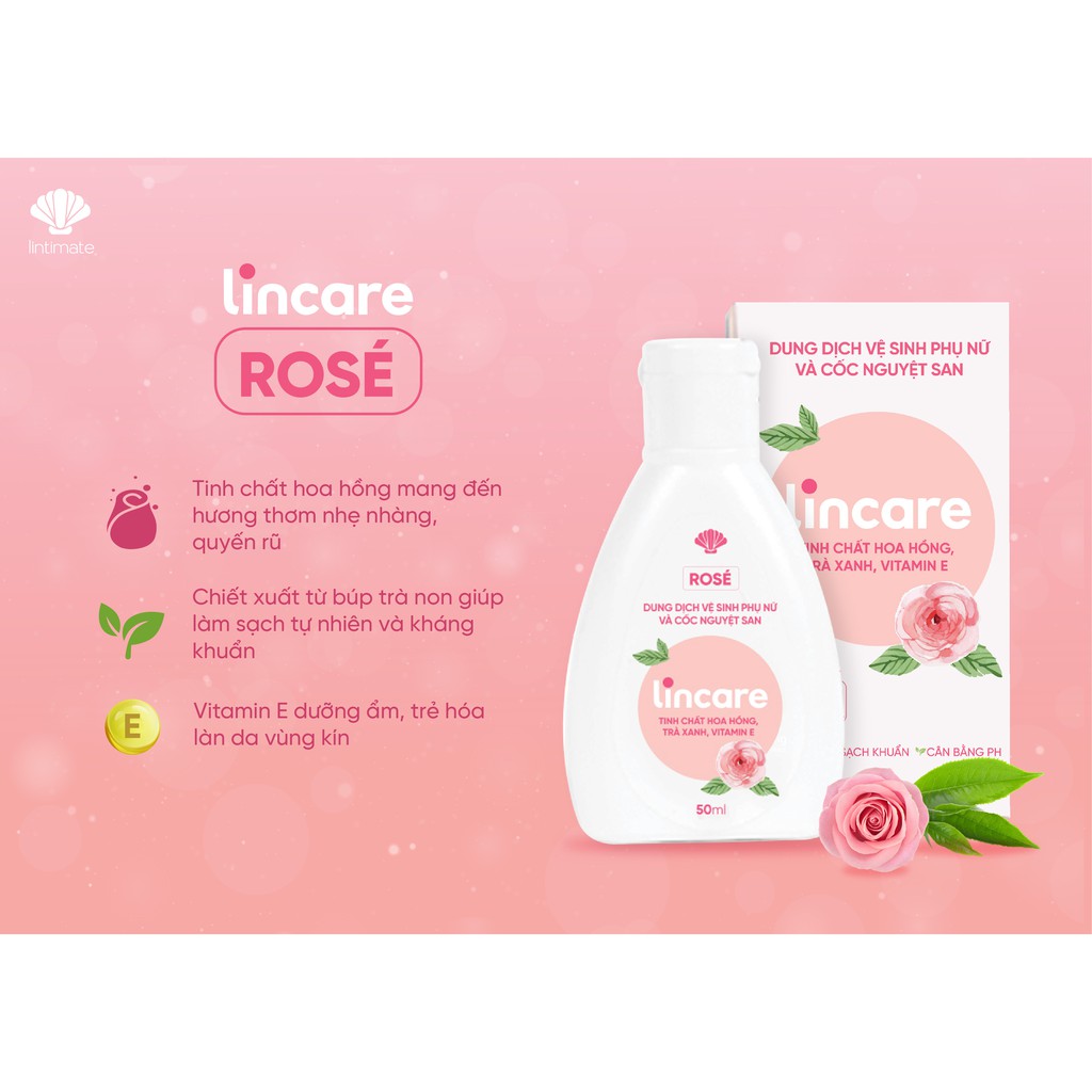 Dung dịch vệ sinh phụ nữ và cốc nguyệt san Lincare Rose 50ml