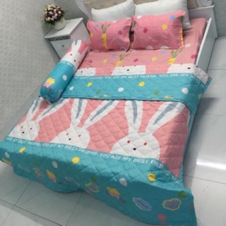 Bộ chăn ga: chăn hè, ga gối Poly 1m8x2m 