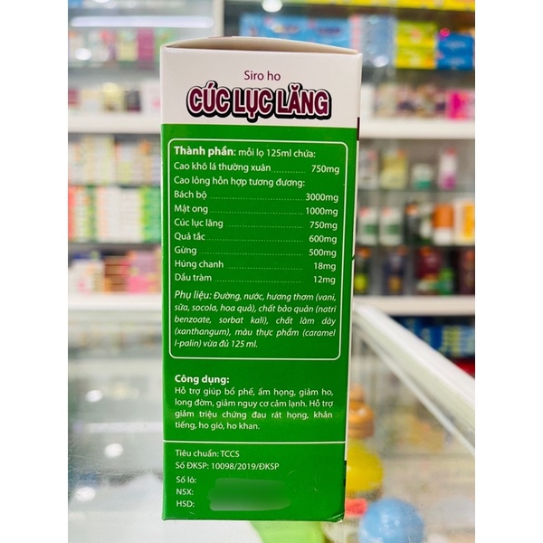 Siro ho Cúc Lục Lăng - 125ml - long đờm, giảm ho, bổ phế