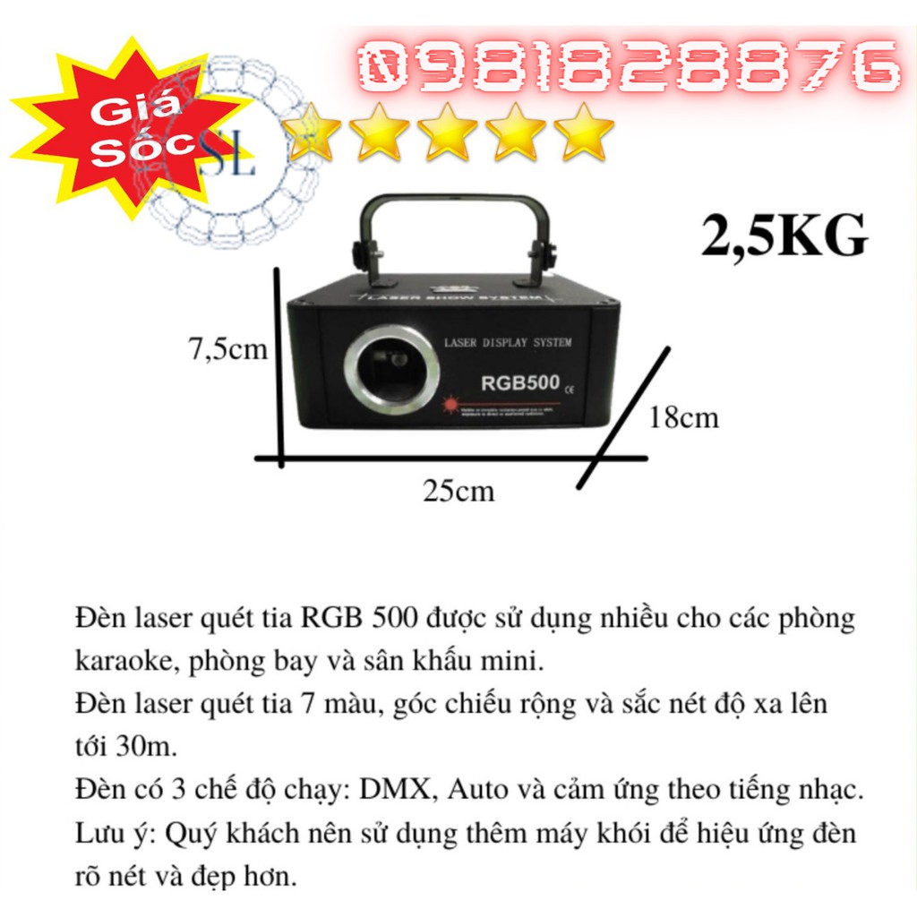 Đèn Laser RGB 500 Quét Tia Cho Phòng Bay Phòng Karaoke Đèn Sân Khấu