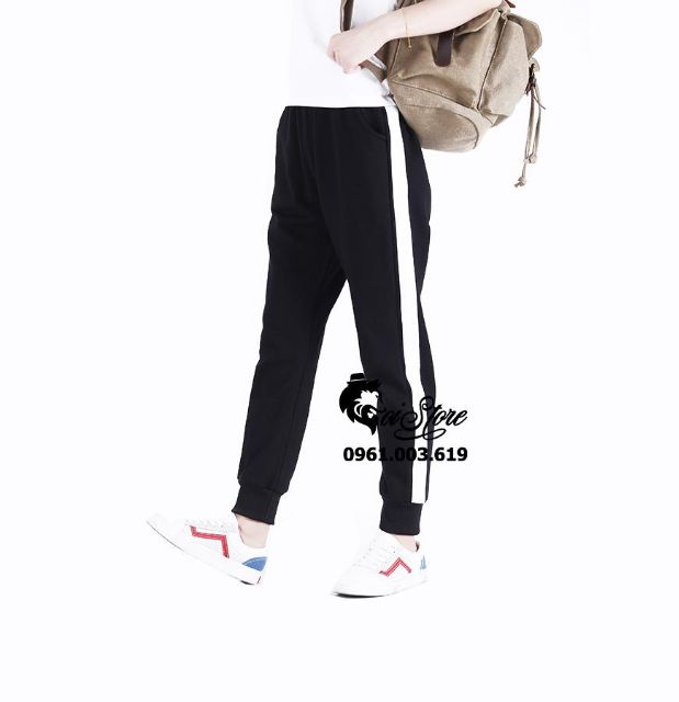 Quần jogger 1 sọc bo chân nam nữ bigsize 40-100kg thun da cá