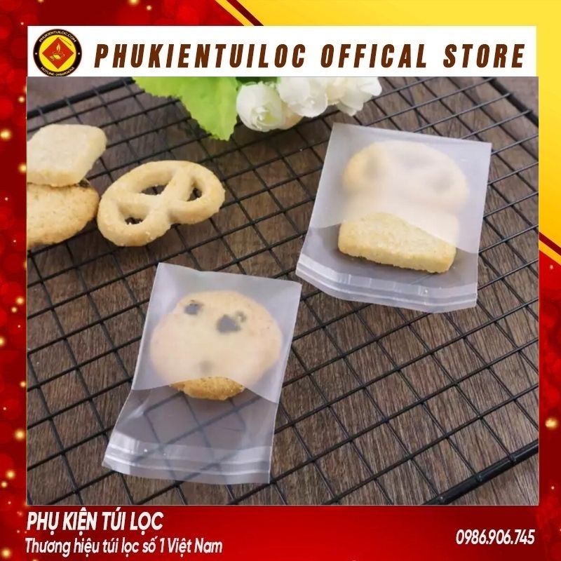 Set 100 Túi đựng bánh cookie/ bánh quy/ trà hoa DÁN MIỆNG nhiều kích thước- Phukientuiloc.com