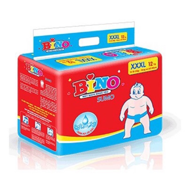 ( Tặng quạt điện thoại) Combo 6 tã dán Bino sumo XXXL12(18-35kg)