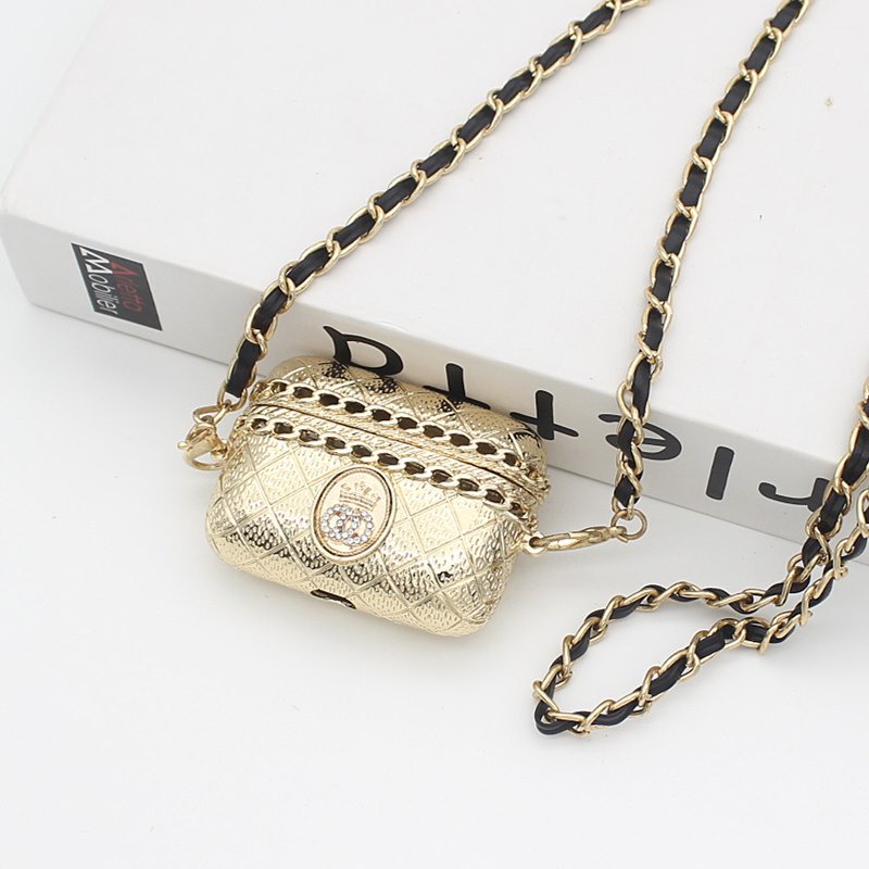 Túi Đeo Chéo Mini Một Dây Màu Đen Đính Đá Phối Dây Xích Trang Trí Hình Son Môi