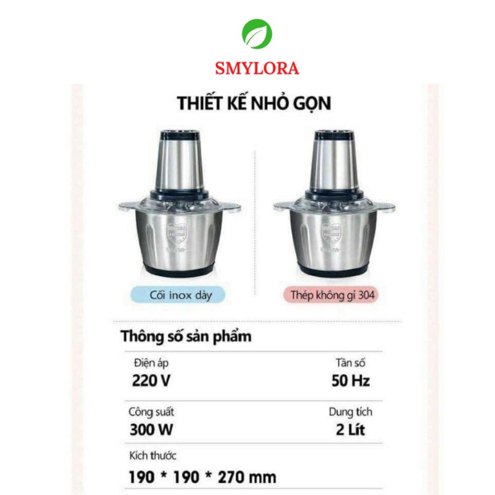 Máy Xay Thịt 2l Cối Inox,Máy Xay Thực Phẩm Đa Năng,Xay Sinh Tố Thịt Cá,Rau Củ, Quả(Cao Cấp)