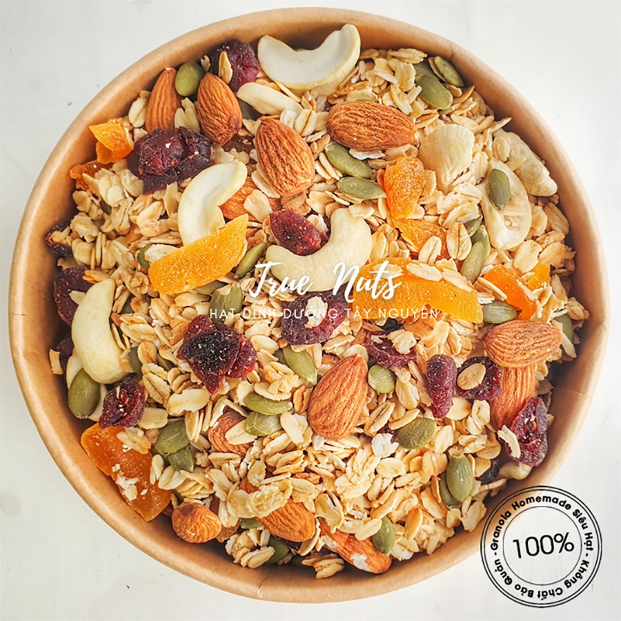 Ngũ cốc Granola Homemade Nhiều Hạt Quả Sấy - Giảm Cân, Ăn Kiêng, Dinh Dưỡng Buổi Sáng 500g