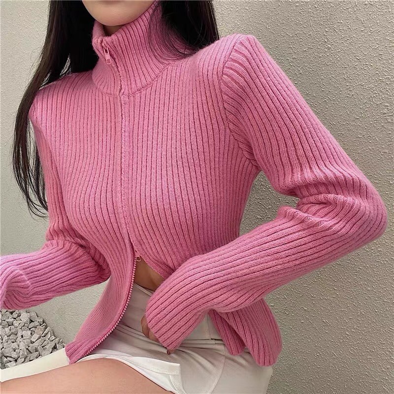 Áo len cổ lọ 2 khoá trước