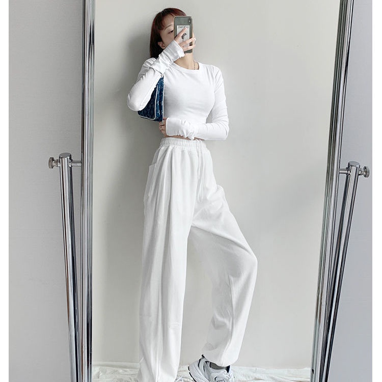 Summer New Loose Track Pants Women's Letter Labeling Drawstring Jogger Pants High Waist Casual Straight-Leg Sweatpantsins-