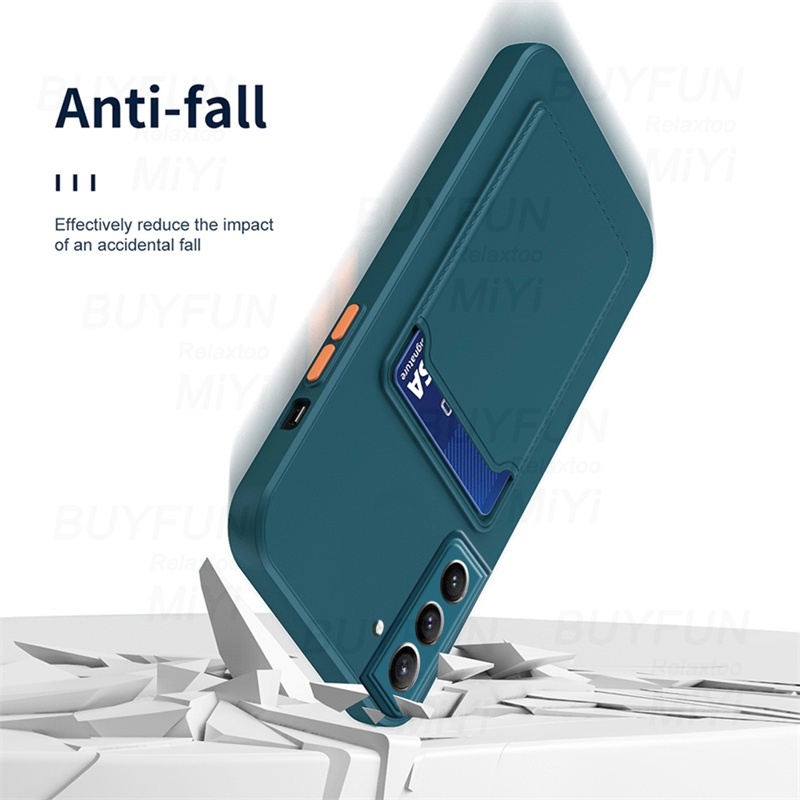 Samsung Galaxy S22 Ultra S 22 S22Ultra S22+ 5G S 22Ultra Case Card Slot Holder Square Soft Silicone Shockproof Coque