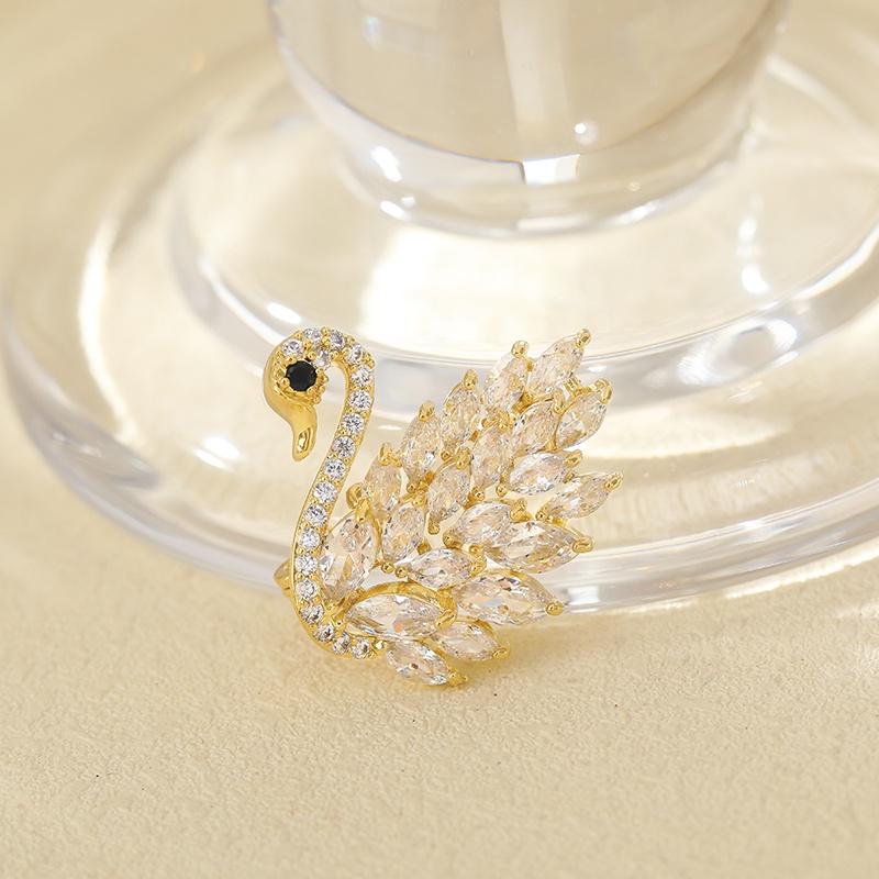 Trâm cài áo JIUDUOLAN hình chim hồng hạc phong cách thanh lịch cao cấp cho nữ