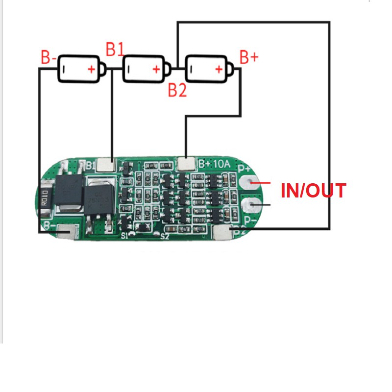 Mạch bảo vệ pin Lithium 3S 10A Li-ion 18650 sạc PCB BMS 12.6V