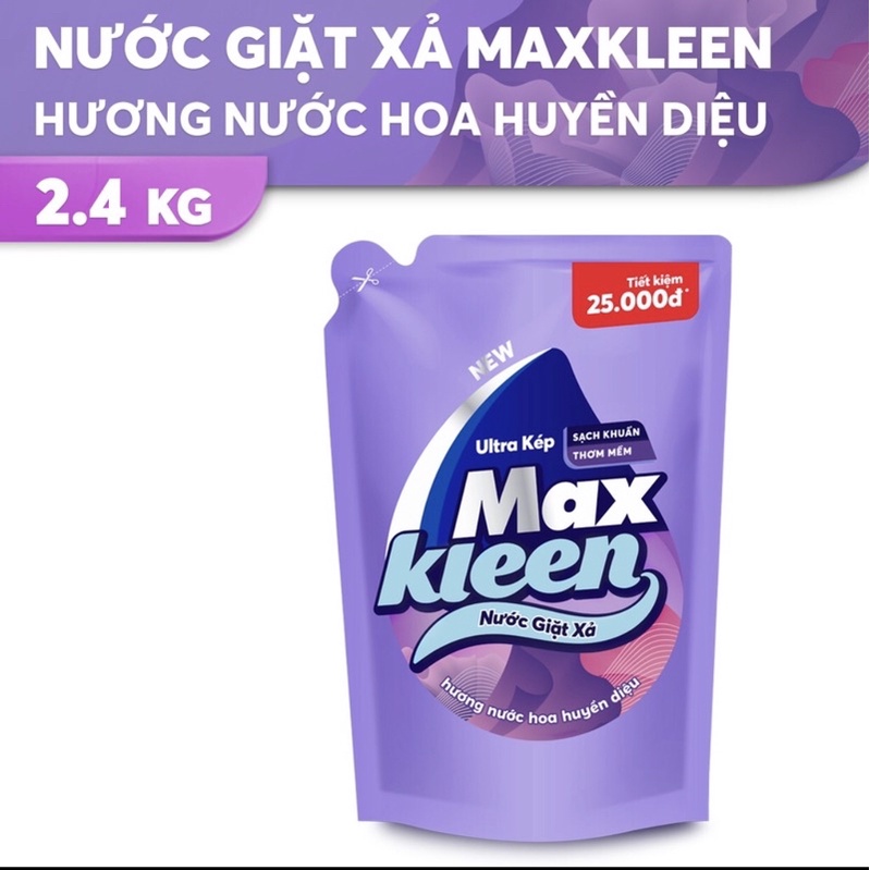 Túi nước giặt xả Maxkleen hương hoa huyền diệu 2,4 ký