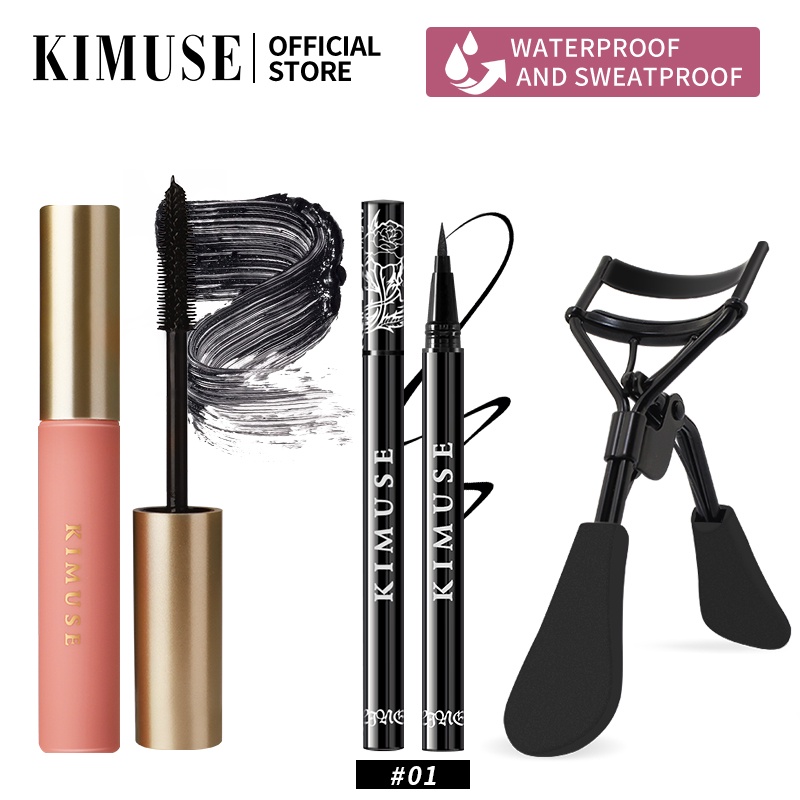 Bộ 3 món mỹ phẩm trang điểm KIMUSE gồm mascara/ bút kẻ mắt và dụng cụ bấm uốn mi | BigBuy360 - bigbuy360.vn