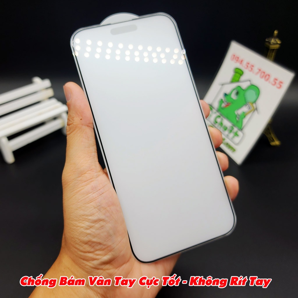 [Nhám Siêu Cứng] Kính CL Chống Vân Tay iPhone 14 PRO  6.1&quot; Cường Lực 2.5D FULL Màn Viền Kính Bóng