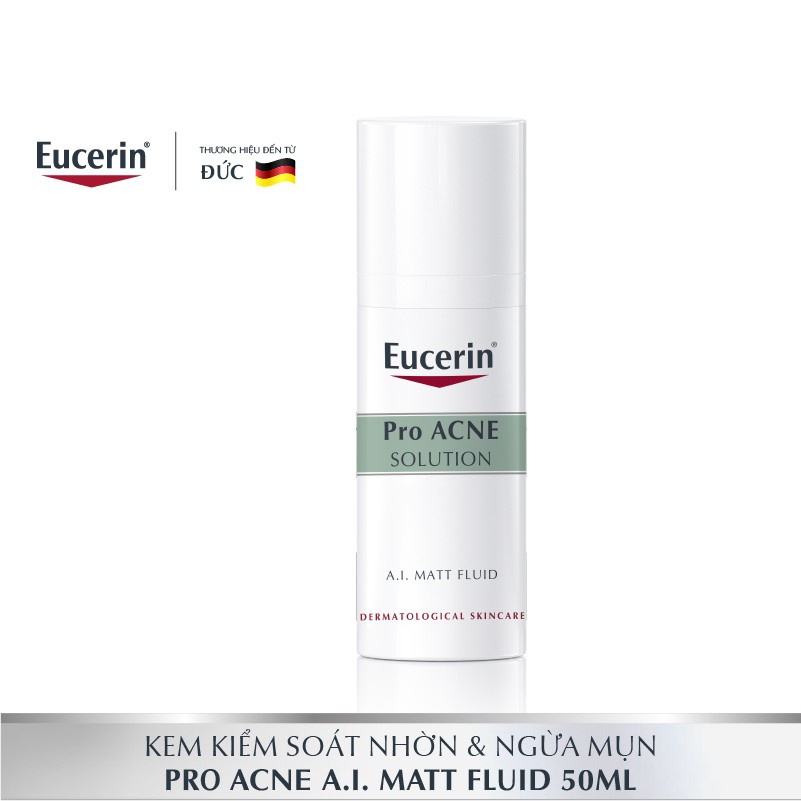 Kem Dưỡng Kiểm Soát Nhờn Ngừa Mụn Eucerin Pro Acne Solution A.I Matt Fluid 50ml - ProAcne AI Mattifying