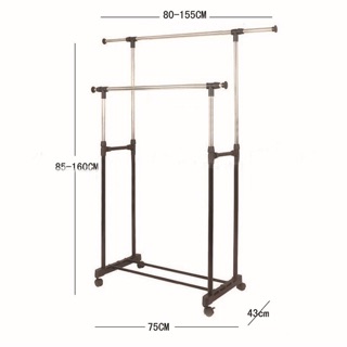 Cây phơi quần áo 2 tầng inox